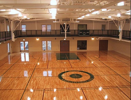 Gym with Track; Full Collegiate Basketball Court